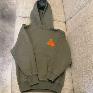 PALACE Green Hoodie with Orange Logo